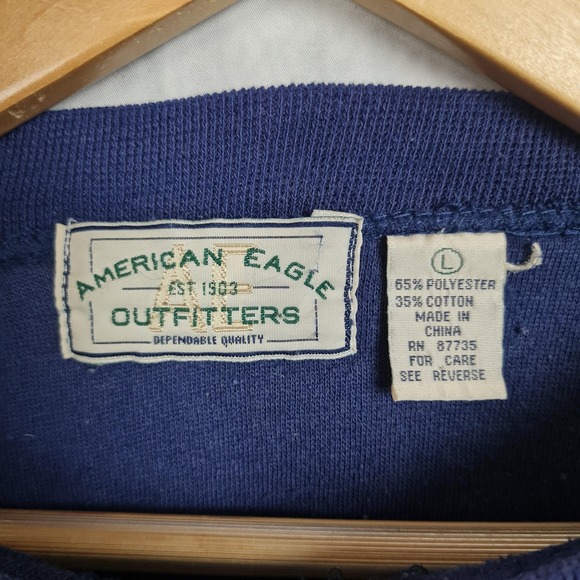 Vintage American Eagle Outfitters Sweatshirt Mens Large Navy Blue Moose 80s 90s - Picture 16 of 16